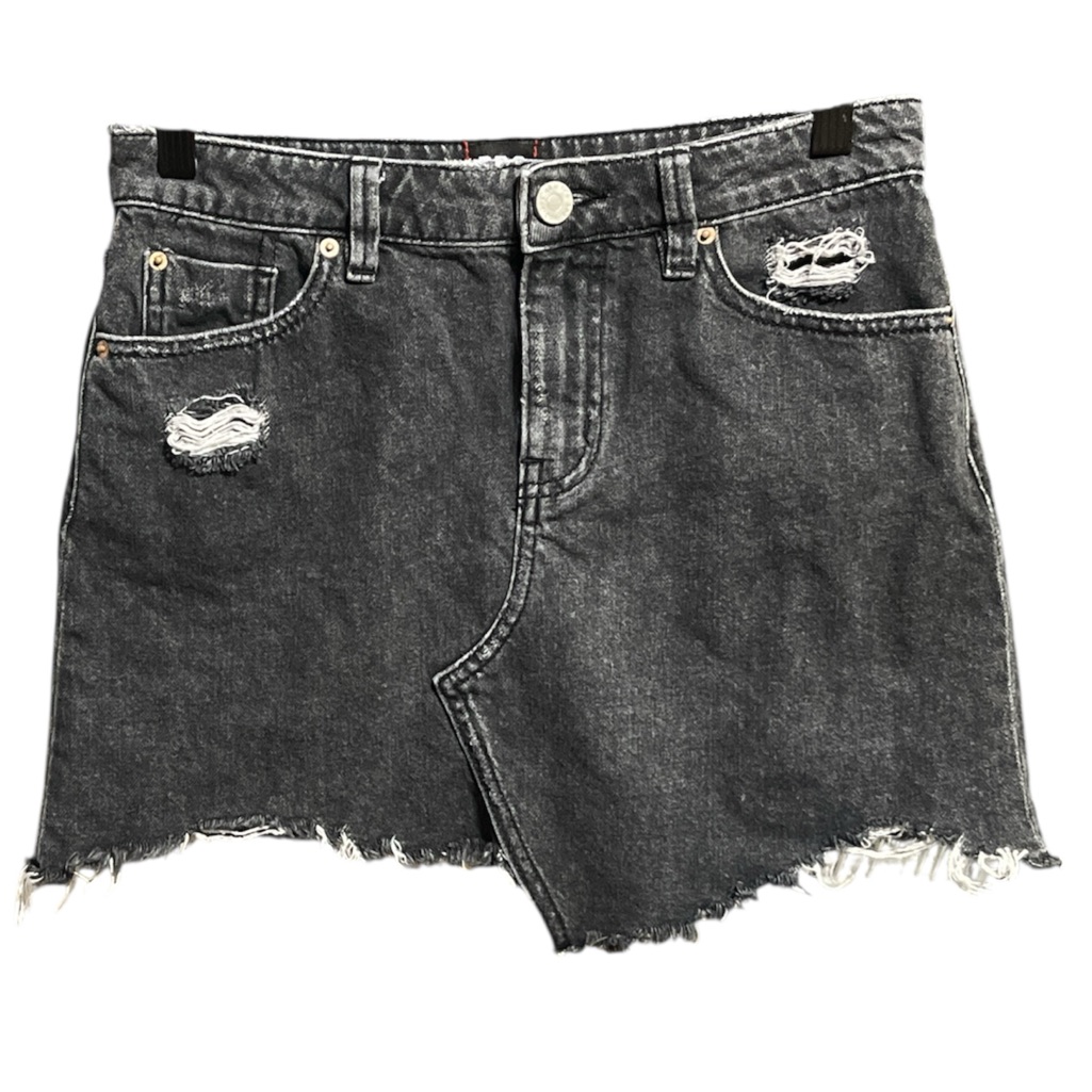Bdg Urban Outfitters Black Distressed Denim Mini Skirt.